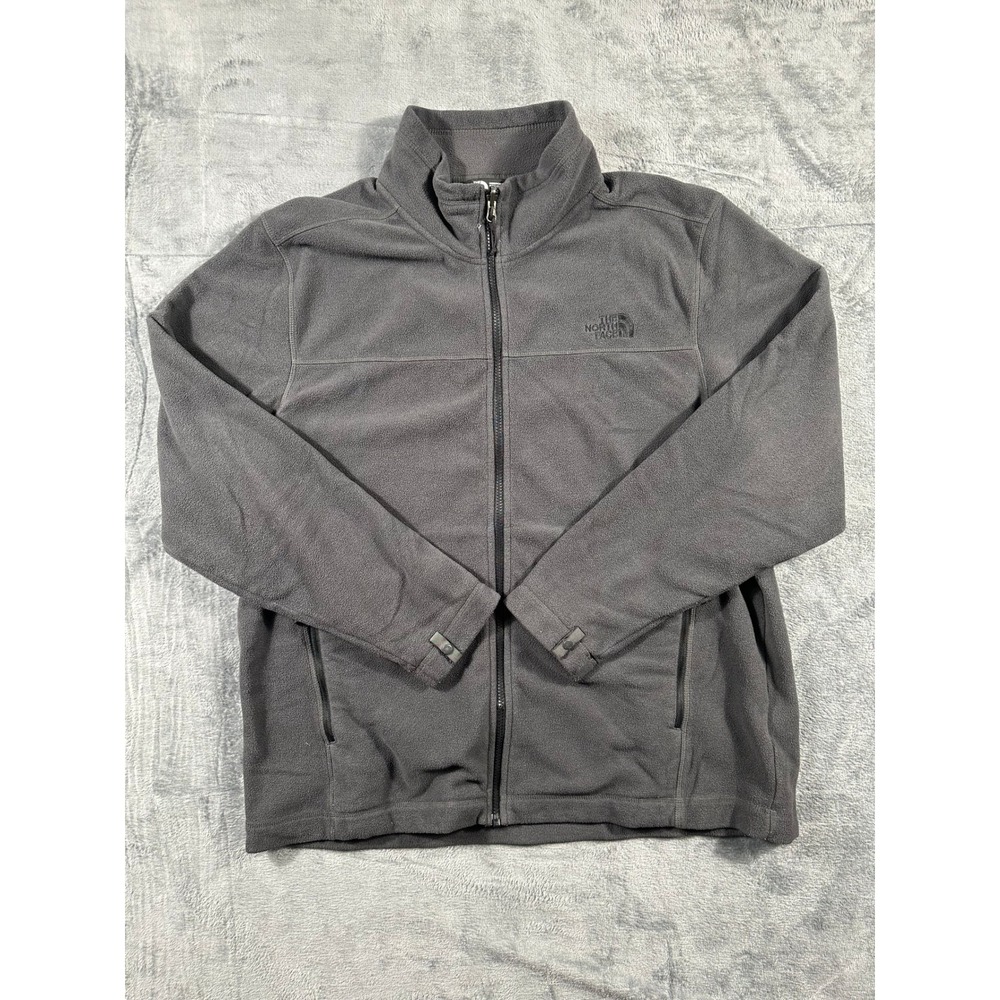 The North Face Mens XL Full Zip Fleece Jacket Gray Charcoal Mock Neck Hiking
